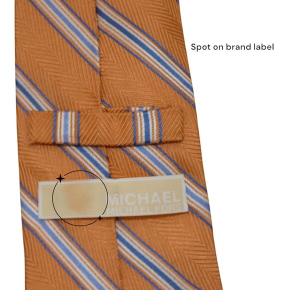 Title: Michael Kors 100% Silk Orange Stripe Tie Men’s Classic 3.5” - Picture 4 of 7